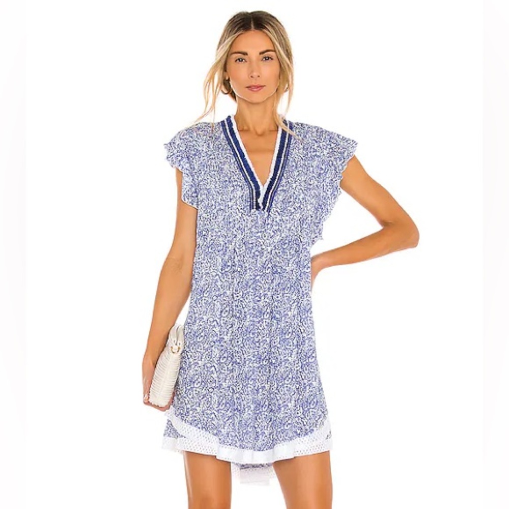 Poupette St. Barth Sasha Mini Dress in Blue Canary